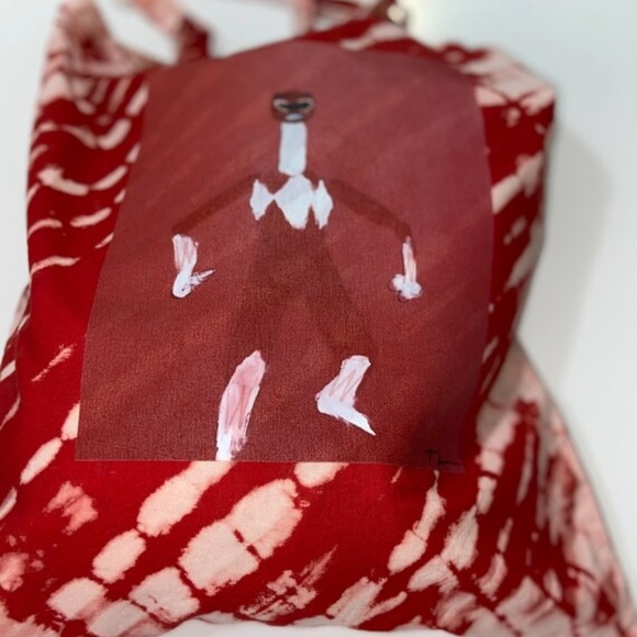 Art On Fabric Power Ranger Tie Dye Cotton Tote Bag - Picture 3 of 6